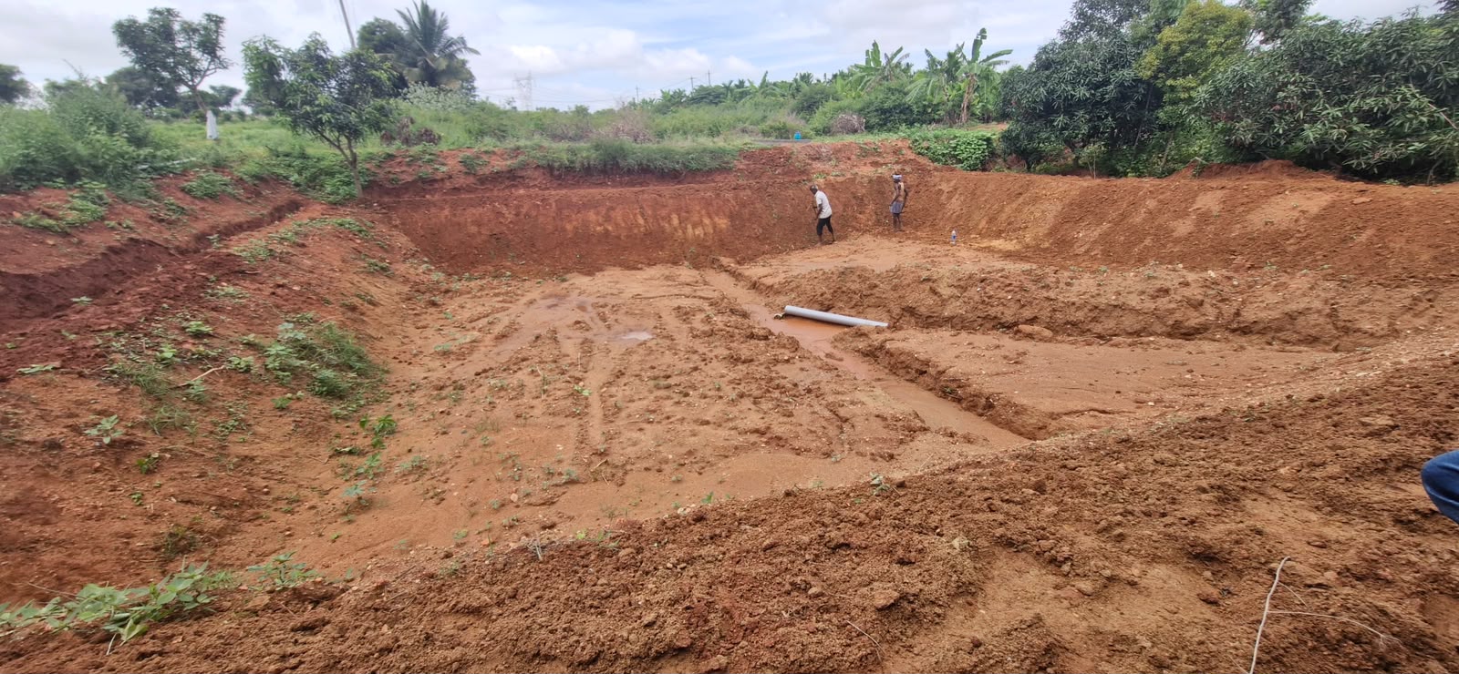 Pond under construction